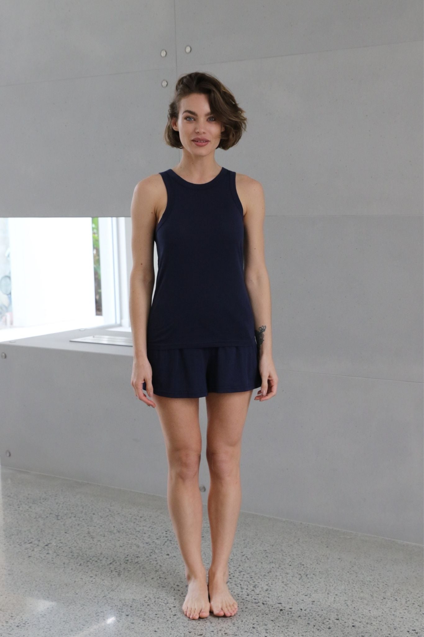 Homebodii Basic Tencel™ Womens Singlet Navy | Homebodii