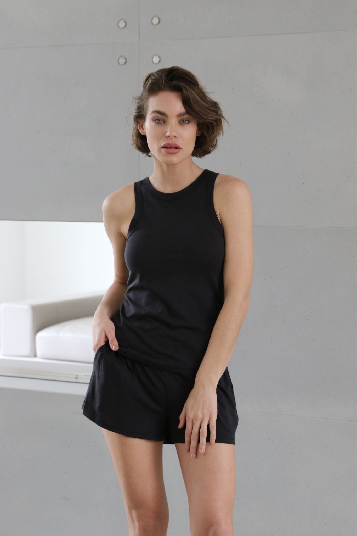 Homebodii Basic Tencel™ Womens Singlet Black | Homebodii