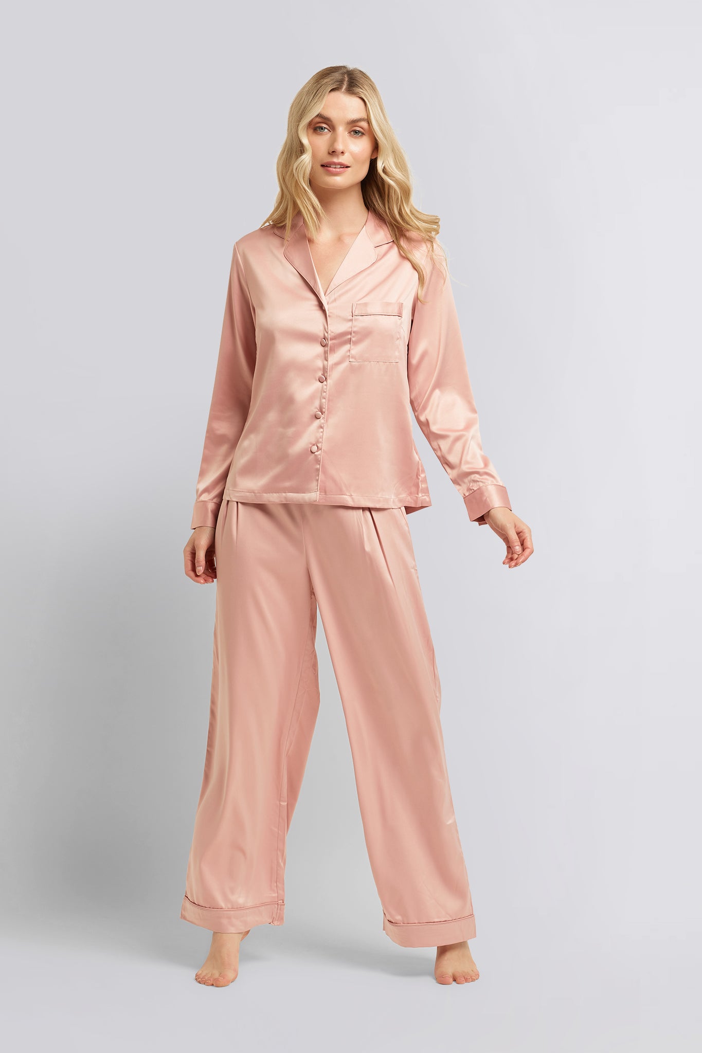 Toni Womens Personalised Satin Pyjama Lounge Set Rust | Homebodii