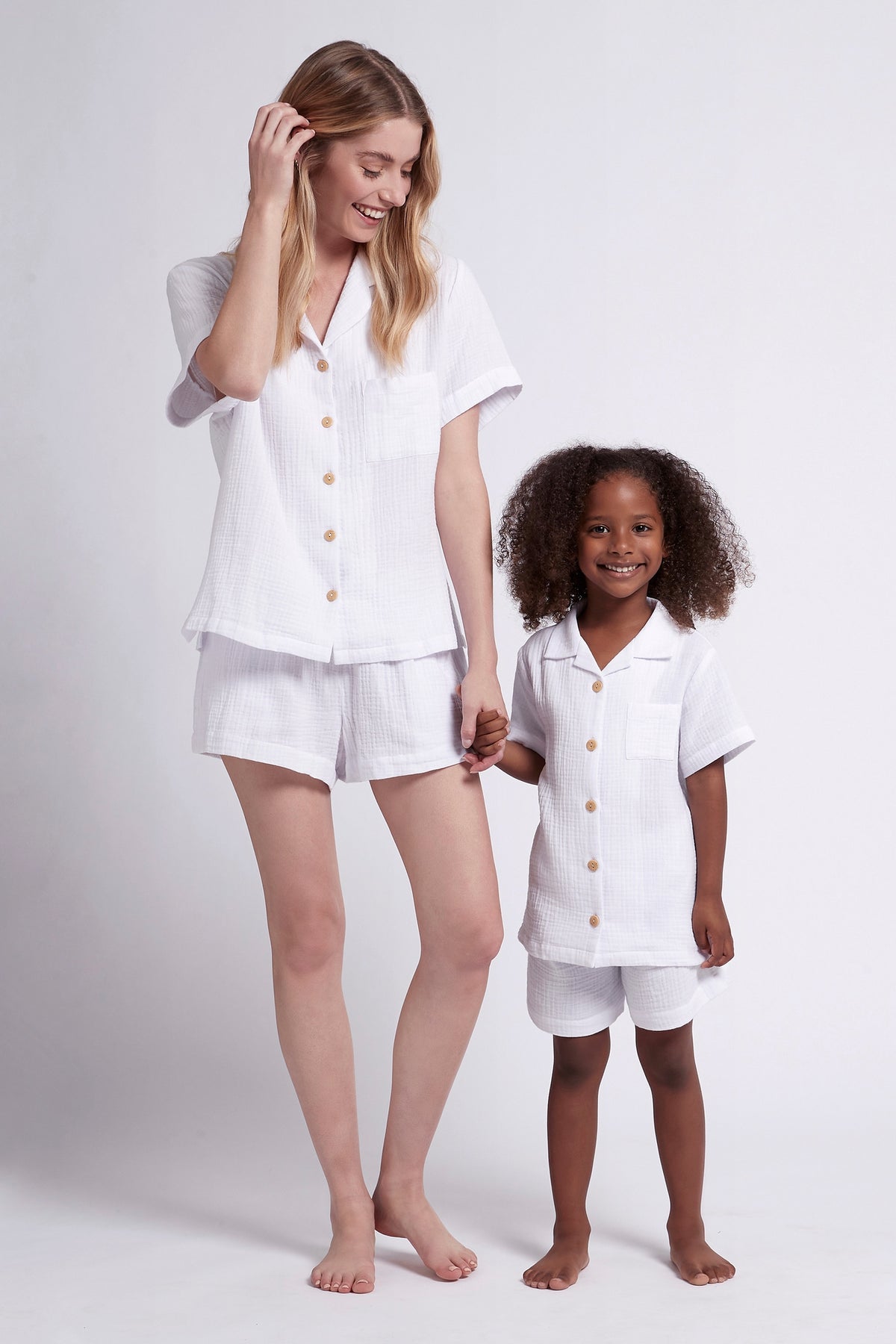 Piper Bubble Cotton Personalised Childrens Short Pyjama Set White | Homebodii