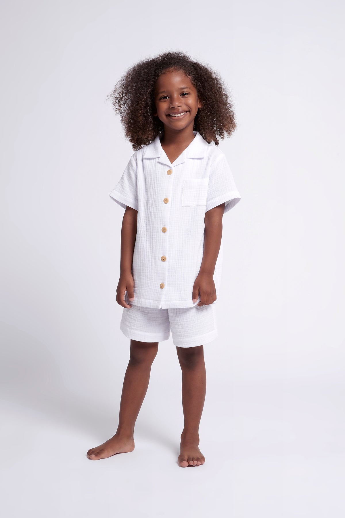 Piper Bubble Cotton Personalised Childrens Short Pyjama Set White | Homebodii