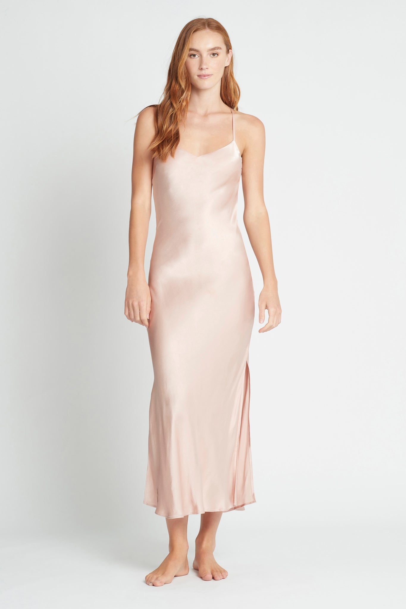 Kiralee Luxury Satin Slip Dress Dusty Rose | Homebodii