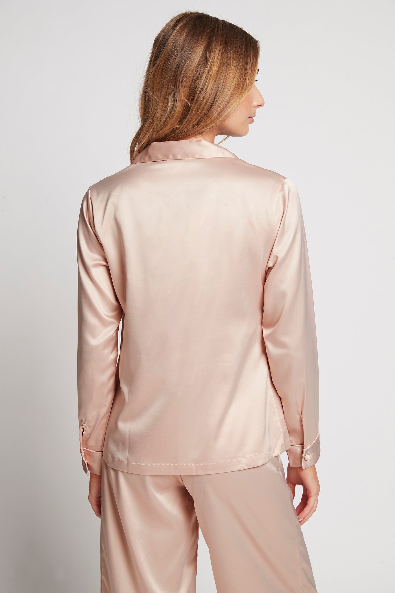Toni Womens Personalised Satin Satin Pyjama Lounge Set Blush | Homebodii