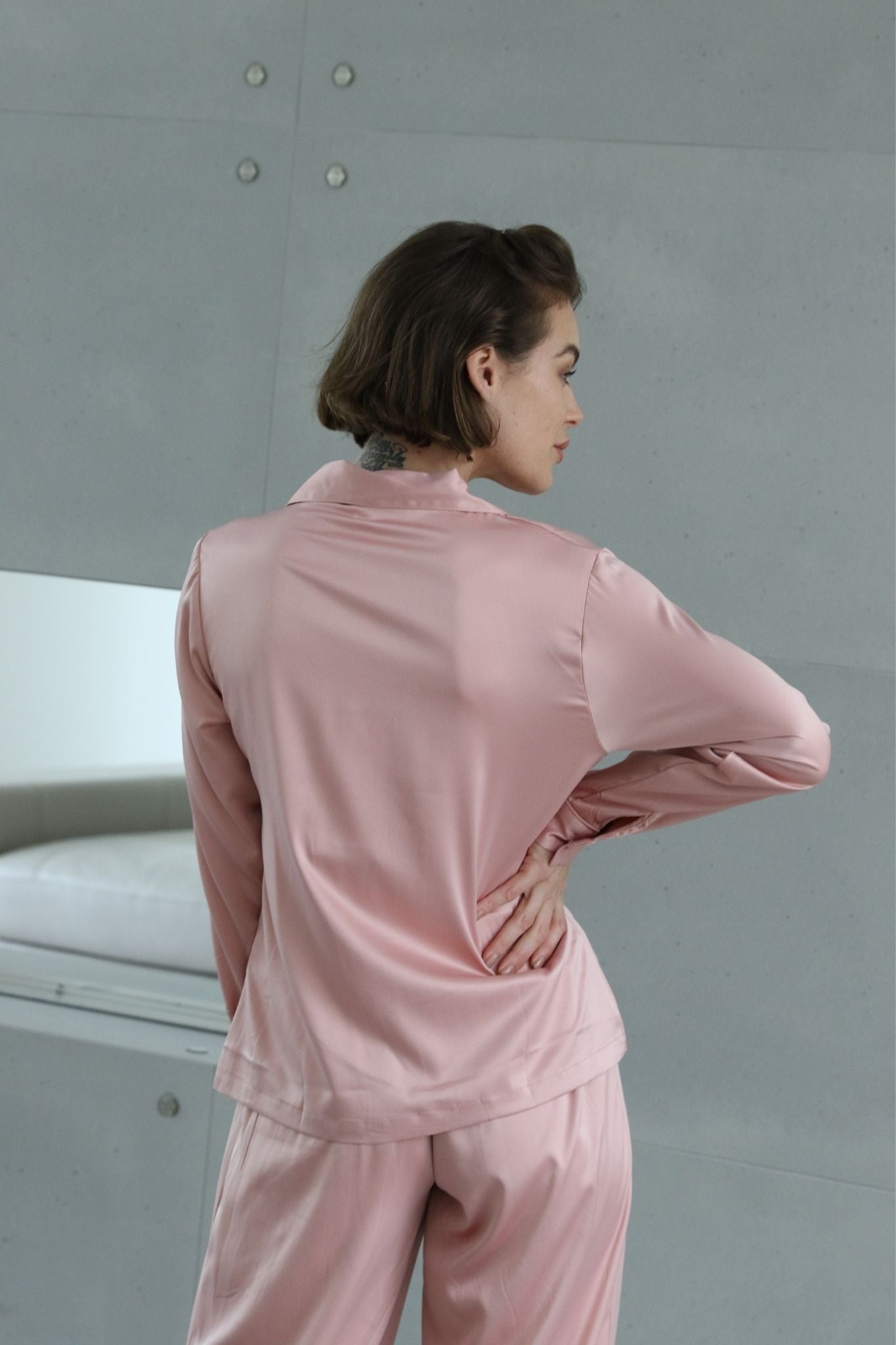 Toni Womens Personalised Satin Pyjama Lounge Set Rust | Homebodii