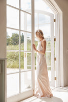 model wearing long sian slip from homebodii 