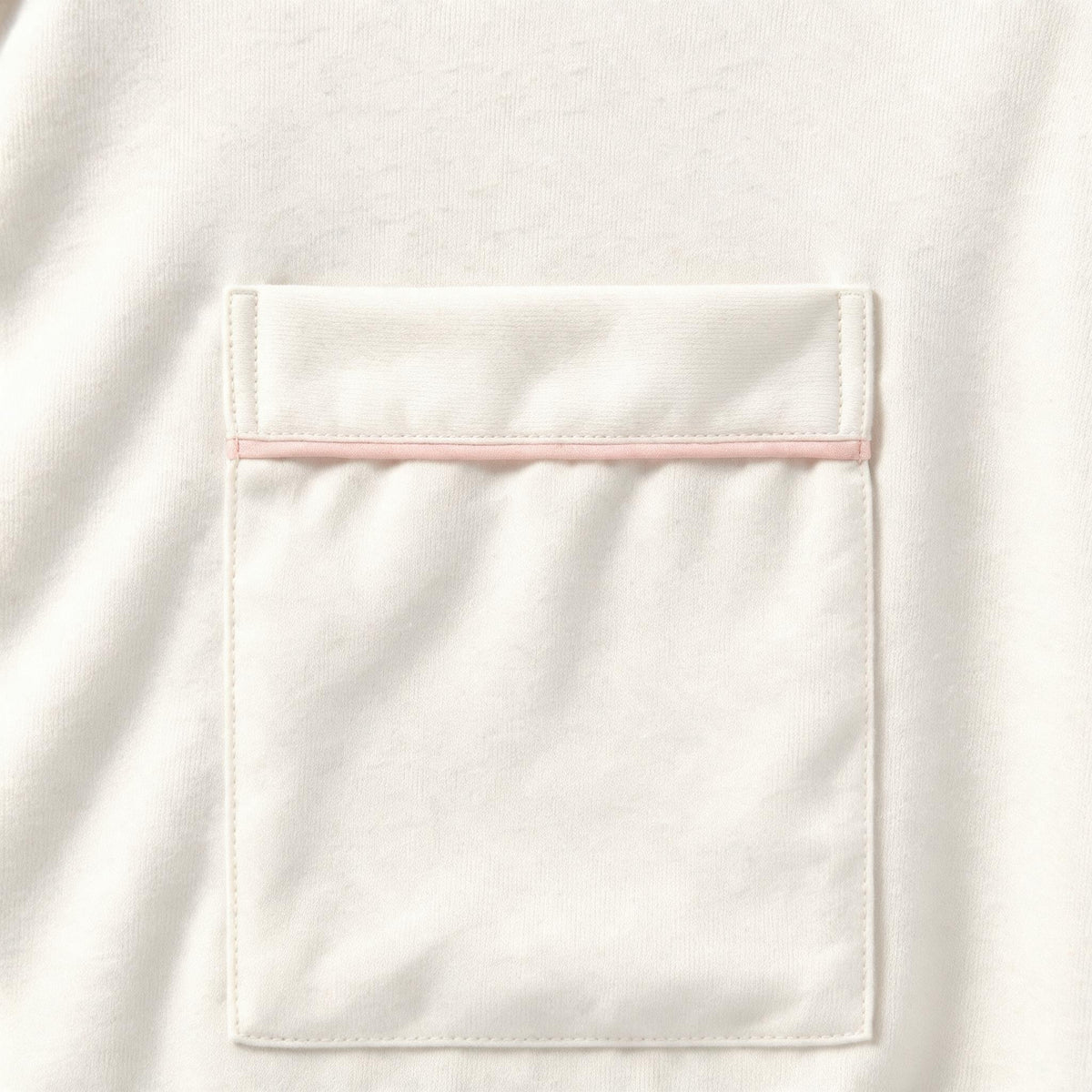 Mila Bamboo PJ Shortie Set – White with Blush Piping