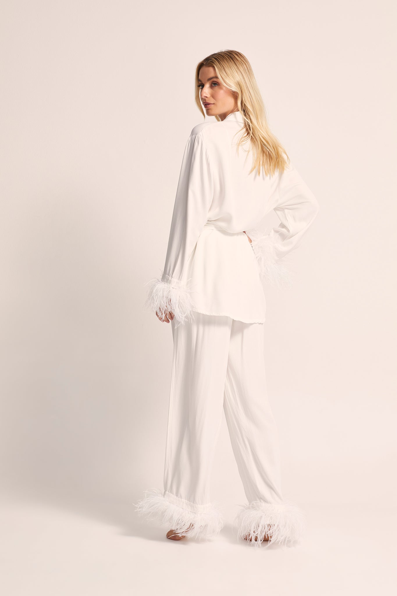 Emilie Tencel Detachable Feather personalised pyjamas in white