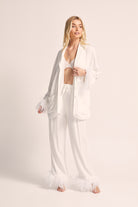 Emilie Tencel Detachable Feather personalised pyjamas in white