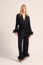 Emilie Tencel Detachable Feather personalised pyjamas in Black
