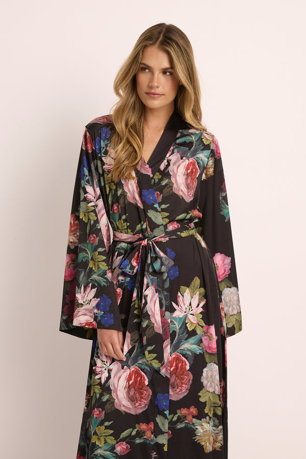 Aurora Maxi Robe Black Print