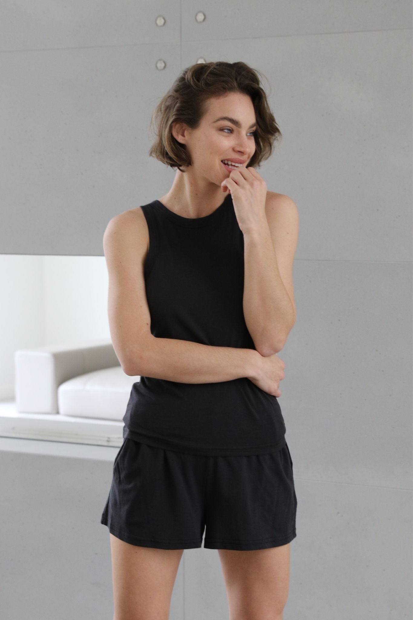 Homebodii Basic Tencel™ Womens Singlet  Black | Homebodii