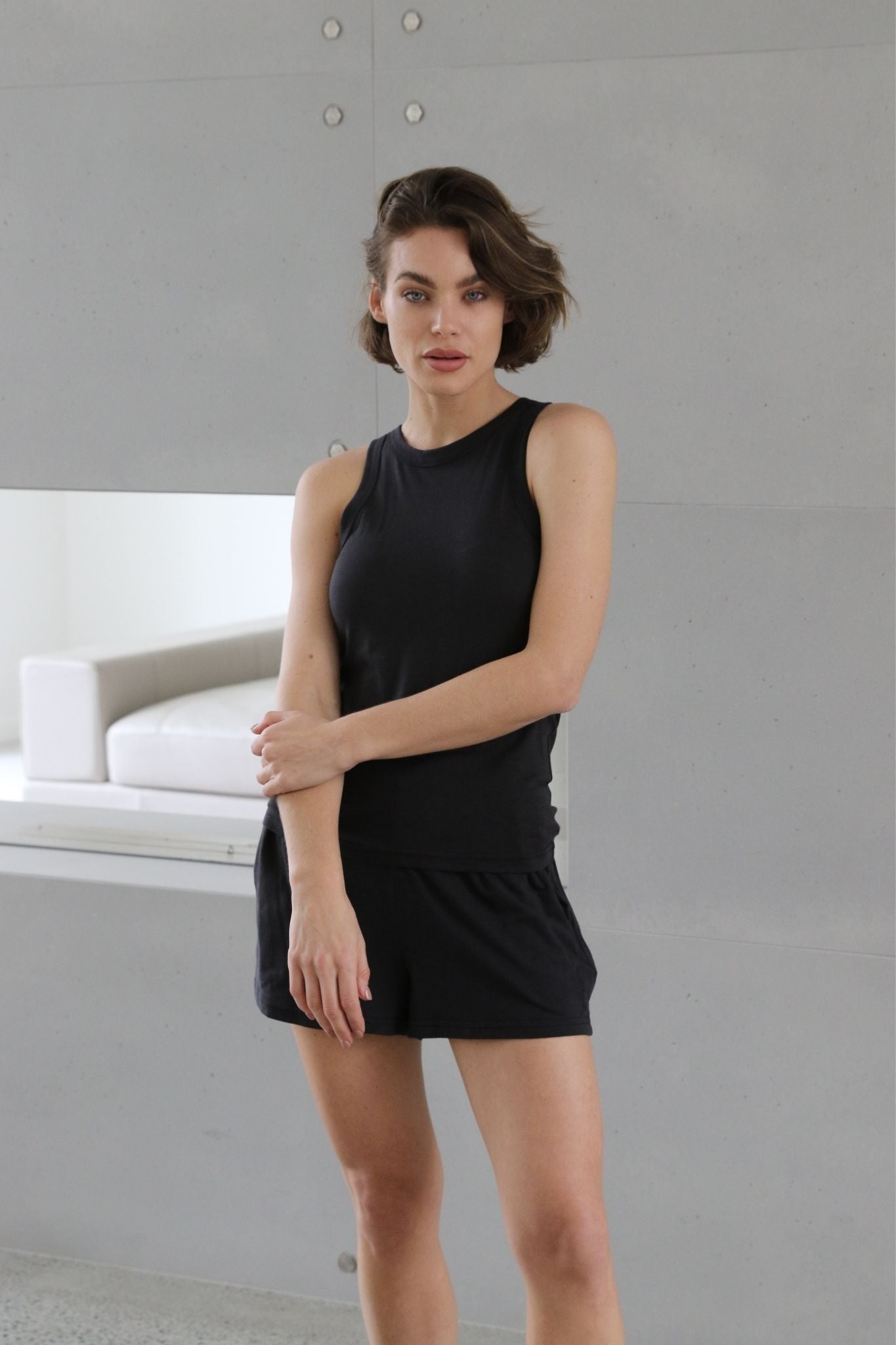 Homebodii Basic Tencel™ Womens Singlet  Black | Homebodii