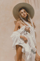 Avril Luxury Long Linen Frill Bridal Robe | Homebodii