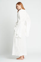 Avril Luxury Long Linen Frill Bridal Robe | Homebodii
