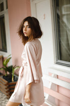 Jasmine Luxury Satin Personalised Robe  Blush | Homebodii