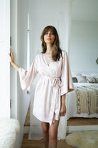 Jasmine Luxury Satin Personalised Robe  Blush | Homebodii
