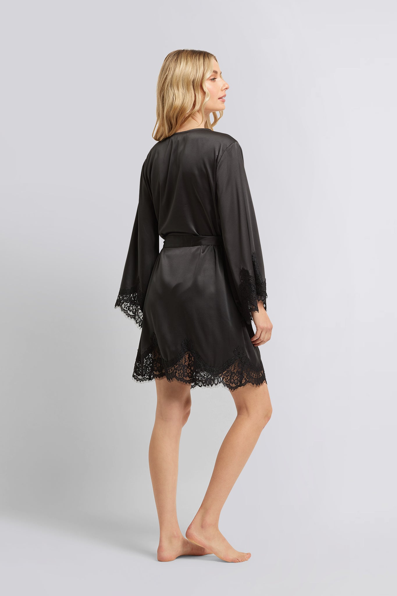 Sian Luxury Satin Personalised Robe Black | Homebodii