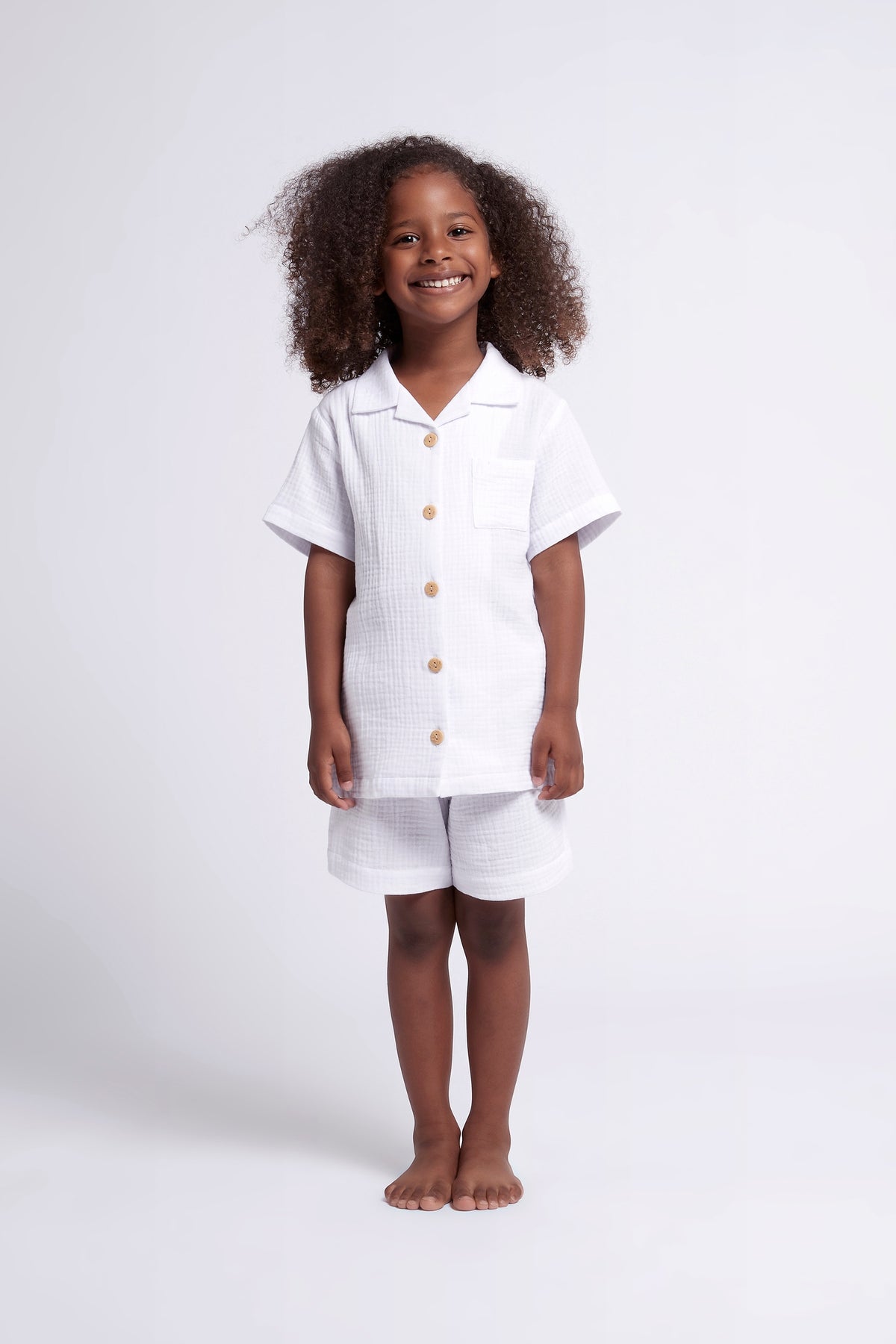 Piper Bubble Cotton Personalised Childrens  Short Pyjama Set  White | Homebodii