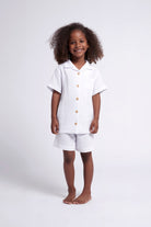 Piper Bubble Cotton Personalised Childrens  Short Pyjama Set  White | Homebodii