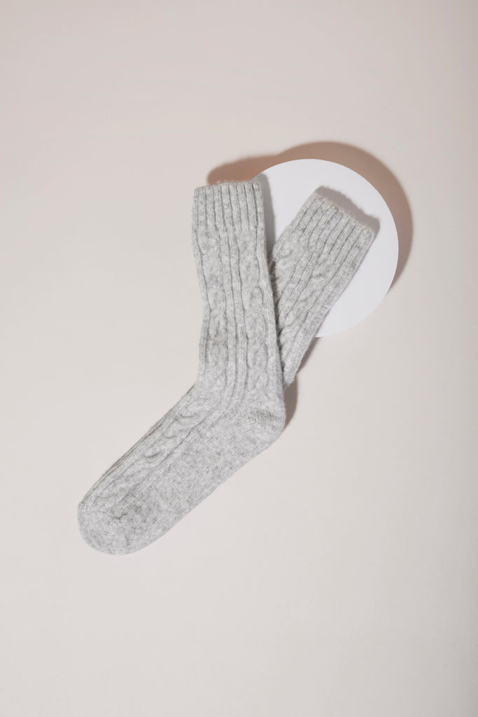 Homebodii Cable Knit Socks  Grey | Homebodii