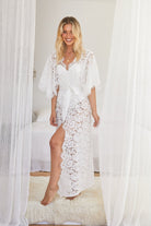 Saskia Long Lace Bridal Robe | Homebodii