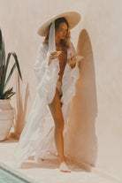 Avril Luxury Long Linen Frill Bridal Robe | Homebodii