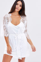 Audrey Short Bridal Lace Robe | Homebodii